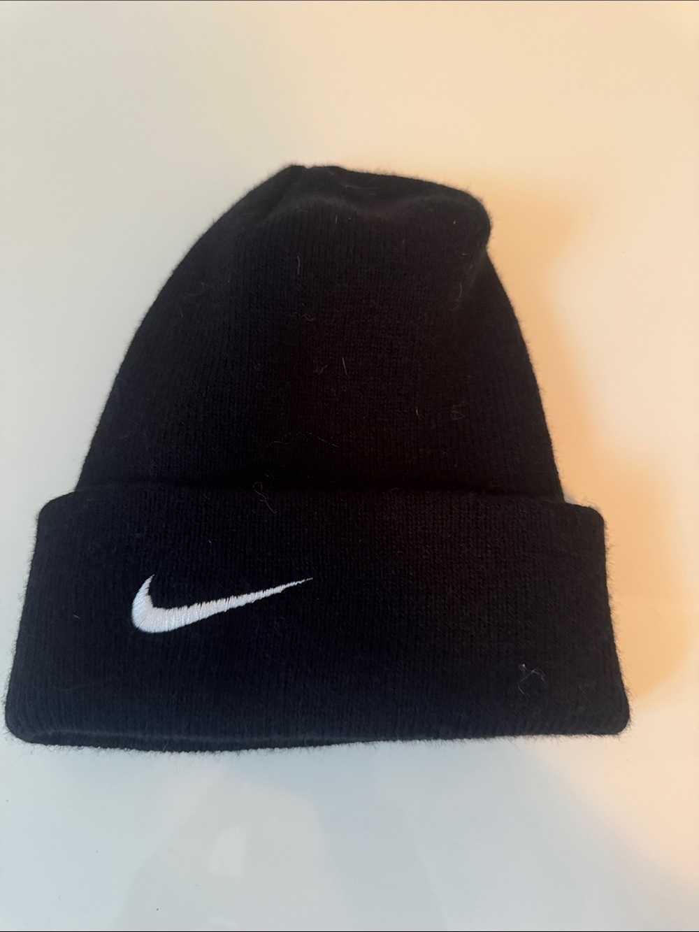 Nike Black Beanie with White Swoosh Embroidery